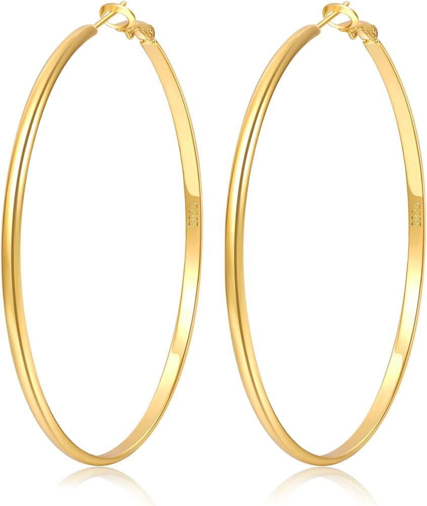 Senteria Large Gold Hoop Earrings14K Gold Plated Hoop Earrings for Women Lightweight Hypoallergen... | Amazon (CA)