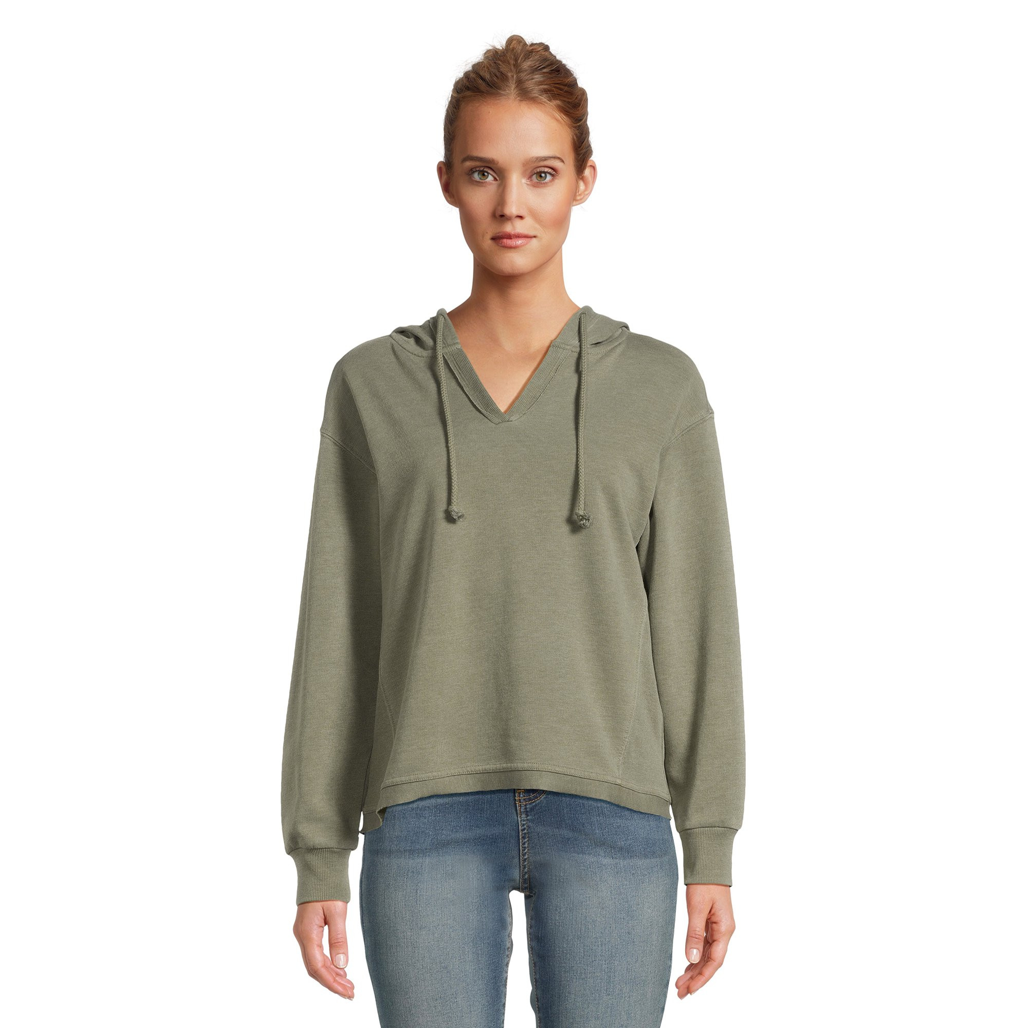 Time and Tru Women's Split Neck Hoodie, Sizes XS-XXXL | Walmart (US)