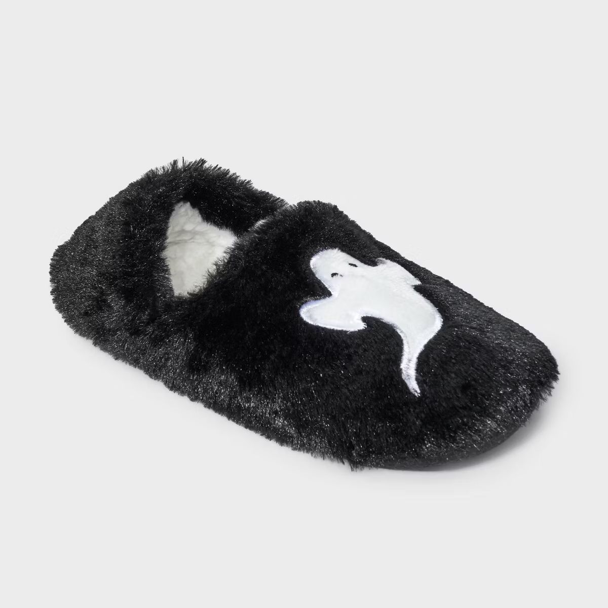 Women's Ghost Embroidered Halloween Faux Fur Pull-On Slipper Socks with Grippers - Hyde & EEK! Bo... | Target