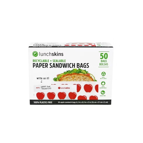 Lunchskins Recyclable & Sealable Paper Sandwich Bags - Apple - 50ct | Target