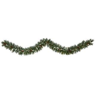 9ft. Pre-Lit Clear LED Frosted Swiss Pine & Berry Artificial Garland | Michaels Stores