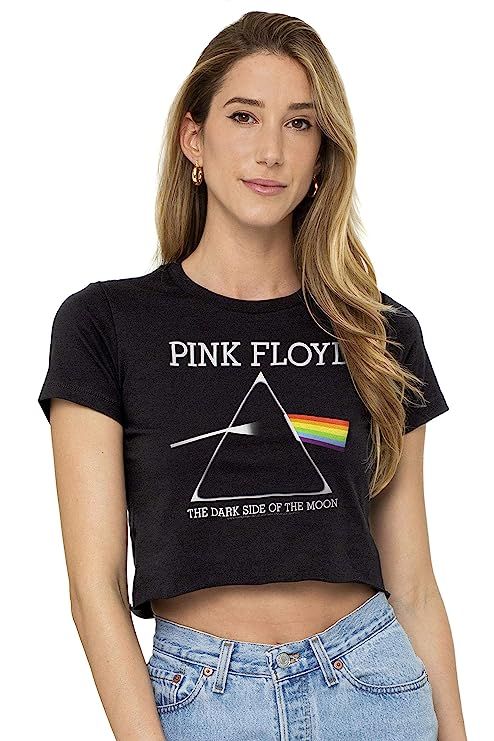 Pink Floyd Dark Side of The Moon Juniors Teen Girls Crop Top T Shirt & Stickers | Amazon (US)