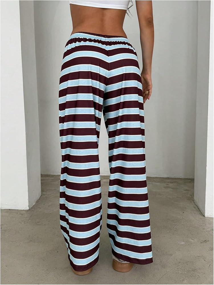 MakeMeChic Women's Satin Pants Drawstring Waist Straight Leg Chocolate Brown Silk Lounge Pants | Amazon (US)