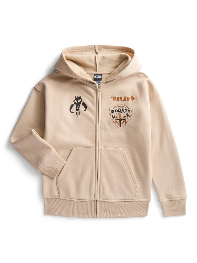 Star Wars The Mandolorian Bounty Hunter Little Boys and Big Boys Graphic Fleece Zip Up Hoodie, Si... | Walmart (US)