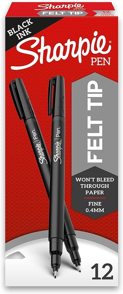 SHARPIE IF Felt Tip Pens, Fine Point (0.4mm), Black, 12 Count, Felt Tip Pens, Fine Point (0.4mm),... | Amazon (US)