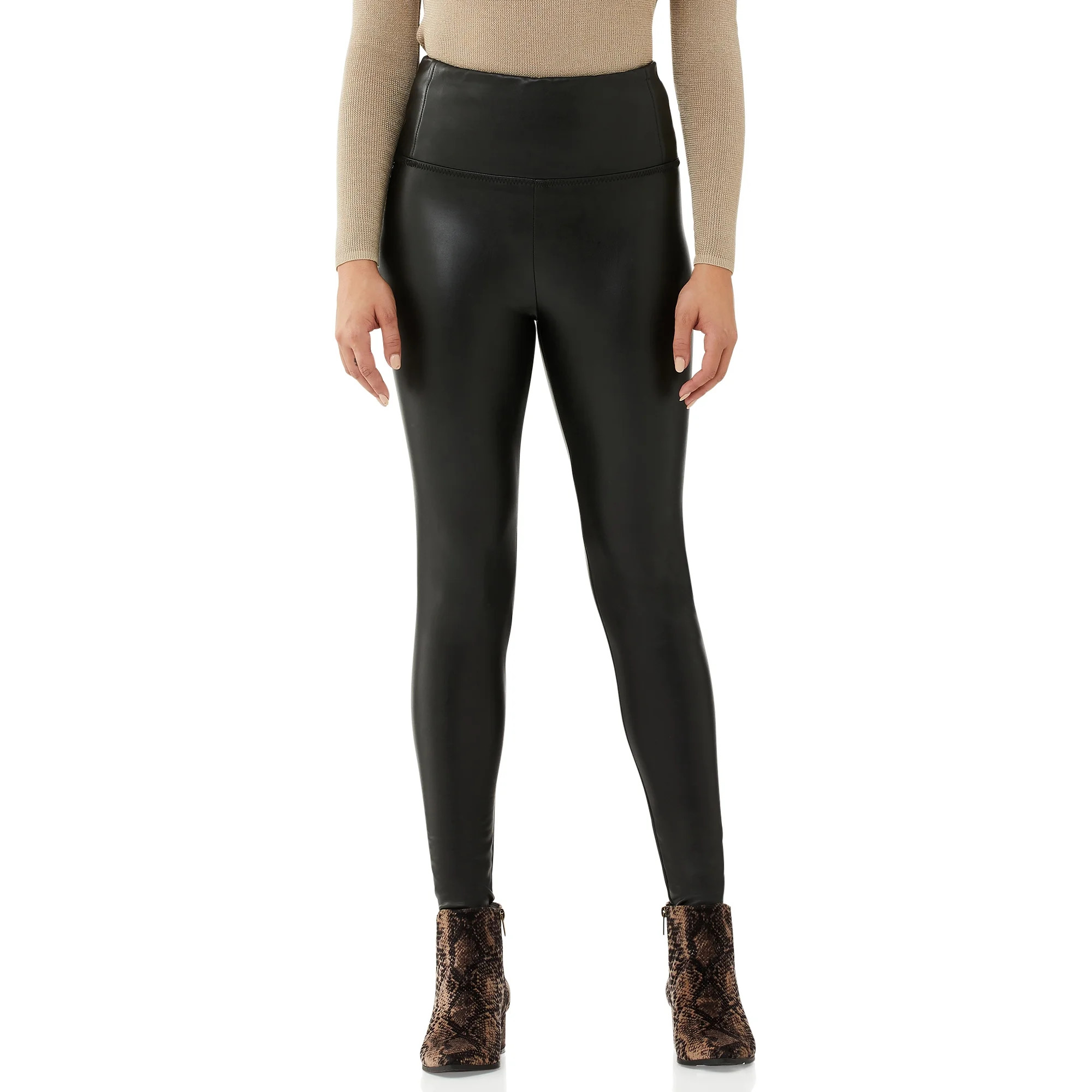 Scoop Women's Vegan Leather Leggings with 4-Way Stretch | Walmart (US)