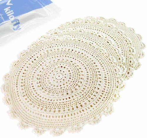 kilofly Handmade Crochet Round Cotton Lace Table Placemats Doilies Value Pack [Set of 4], Medalli... | Amazon (US)