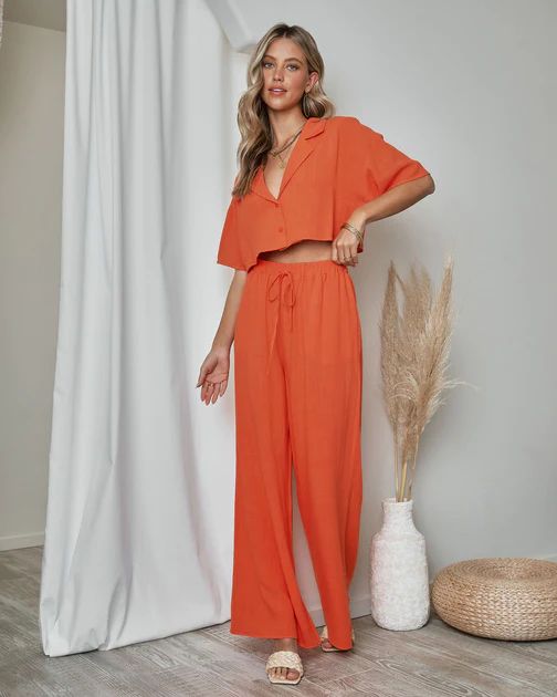 Slice Of Sunshine Pocketed Wide Leg Pants - Orange | VICI Collection