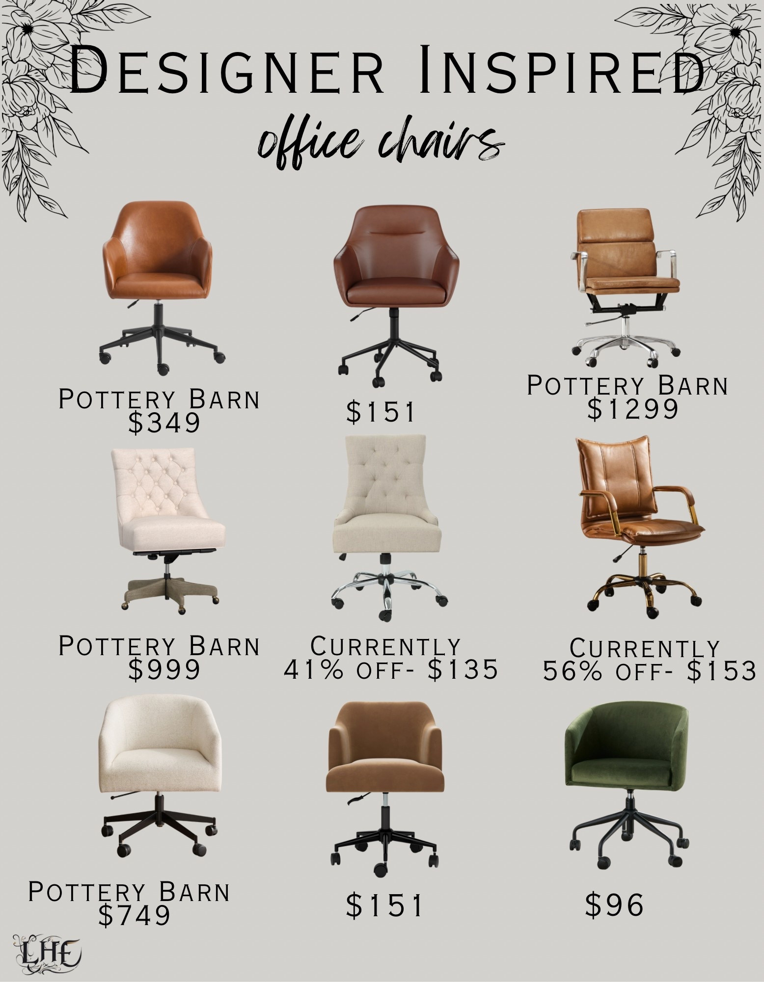 Pottery Barn Inspired office chairs! I included a few more options below that are not pictured. Shop by clicking the thumbnails below 👇.  Office chairs, office chair, desk chair, office decor, office furniture, pottery barn, pottery barn dupe, designer inspired, designer looks for less, pottery barn office chairs, affordable furniture 

#LTKStyleTip #LTKHome #LTKSaleAlert