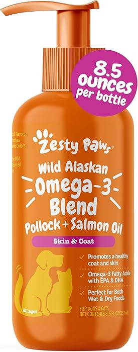 Zesty Paws Wild Alaskan Omega-3 Blend Pollock + Salmon Oil for Dogs and Cats- Skin and Coat Suppo... | Amazon (US)
