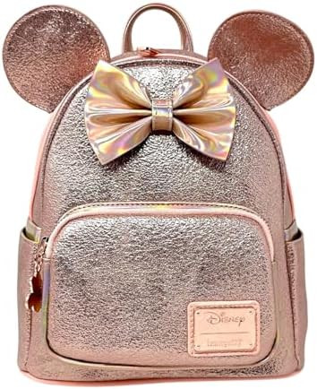 Loungefly Disney Minnie Mouse Pink Rose Metallic Womens Double Strap Shoulder Bag Purse | Amazon (US)