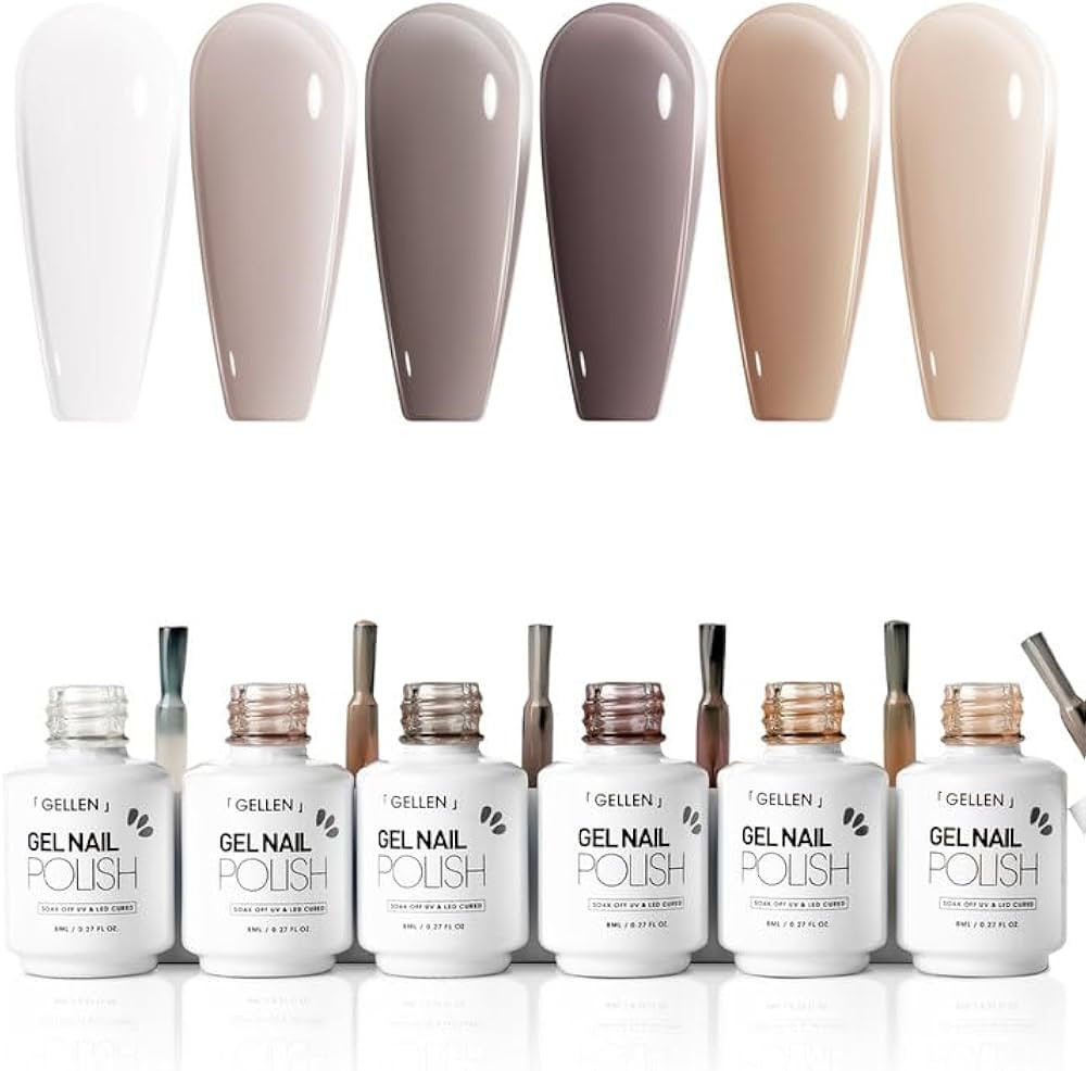 GELLEN Jelly Gel Nail Polish, Translucent Gel Polish Kit Sheer Stone Tones Gray Beige Milky White... | Amazon (US)