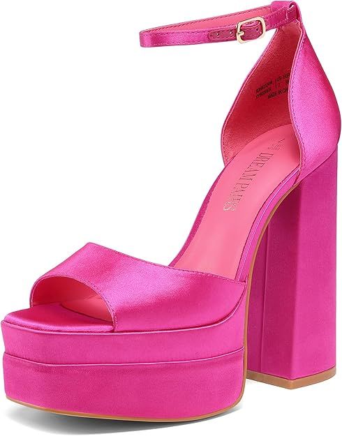 DREAM PAIRS High Heels Chunky Block Platform Heels for Women Ankle Strap Sexy Open Square Toe Hee... | Amazon (US)