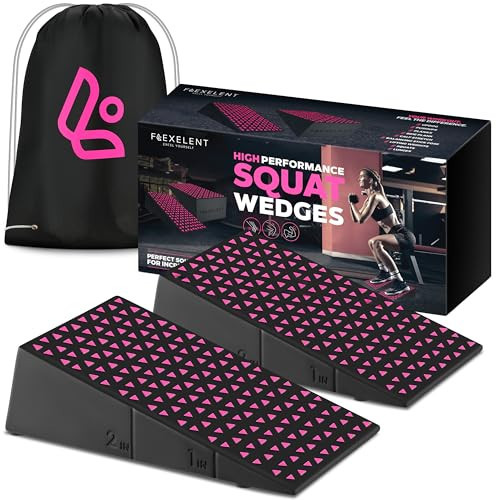 Squat Wedge Block Pair - Non Slip Squat Wedges & Ramp for Exercise, Home Gym, Weight Lifting & Yoga - Calf Stretcher Slant Board to Elevate Heels, Improve Ankle Mobility, Backpack Included for Storage | Amazon (US)