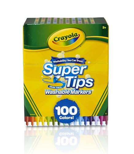 Crayola Super Tips Marker Set (100ct), Fine Point Washable Markers, Drawing Markers for Kids & Adults, Great for Thick & Thin Lines | Amazon (US)