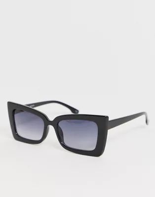 ASOS DESIGN square cat eye sunglasses in black | ASOS US