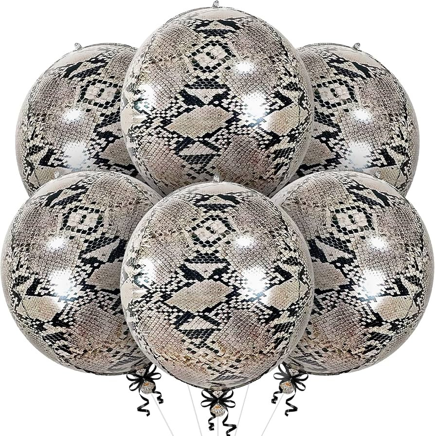 KatchOn, Snake Balloons for Snake Party Decorations - Big 22 Inch, Pack of 6 | 4D Round Snake Pri... | Amazon (US)