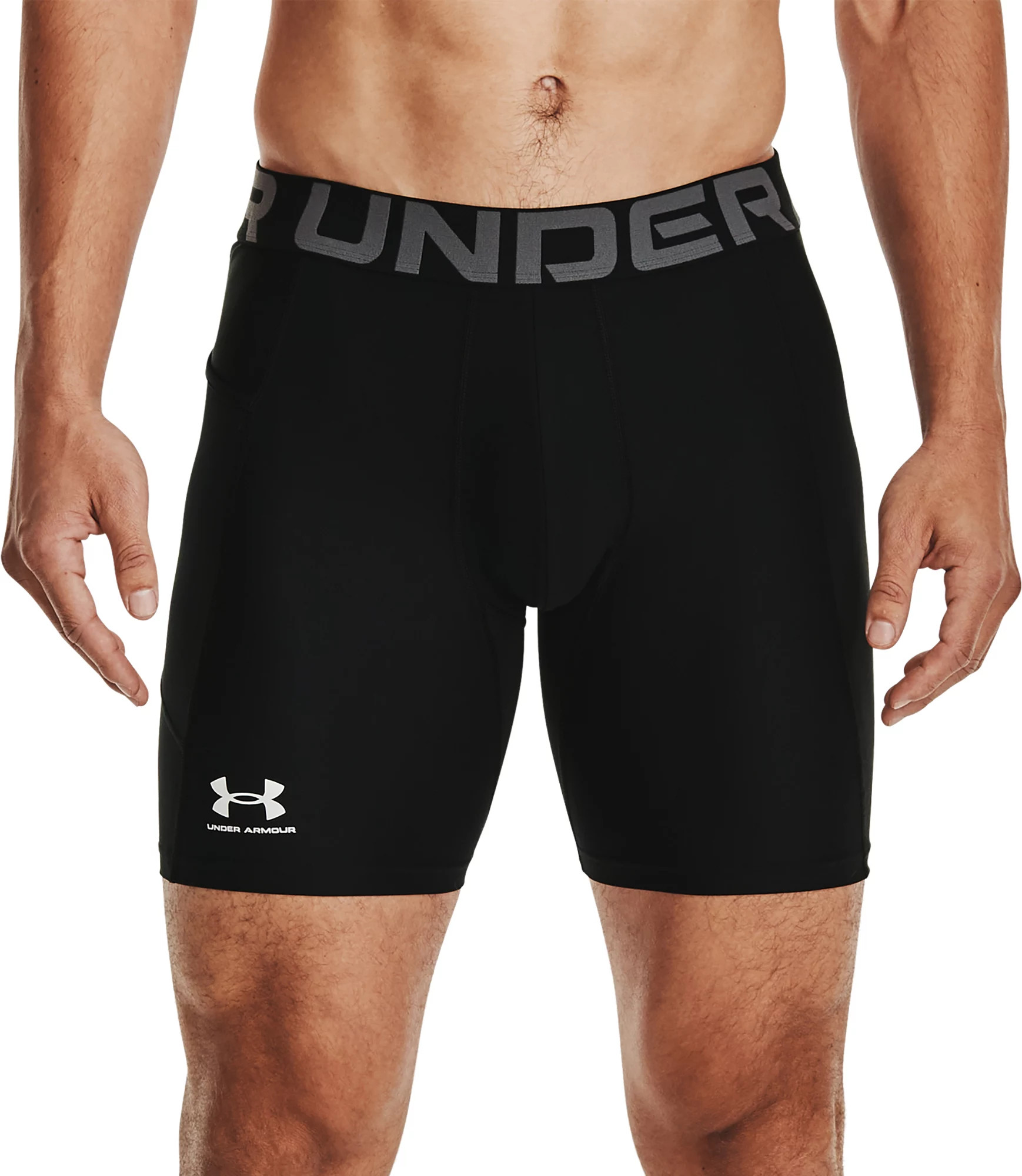 Under Armour Men's HeatGear Compression 6" Shorts, Small, Black/Pitch Gray | DICK'S Sporting Goods