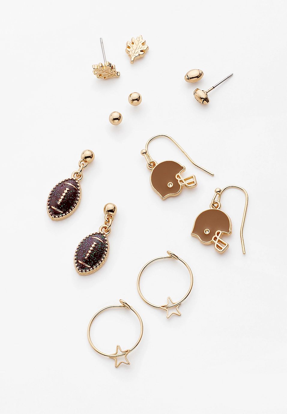 6 Pack Football Earring Set | Maurices