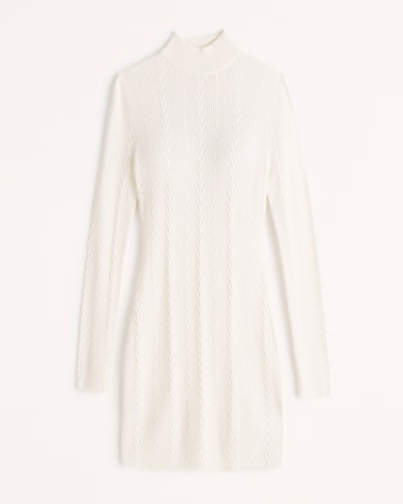 Long-Sleeve Cable Mini Sweater Dress | Abercrombie & Fitch (US)