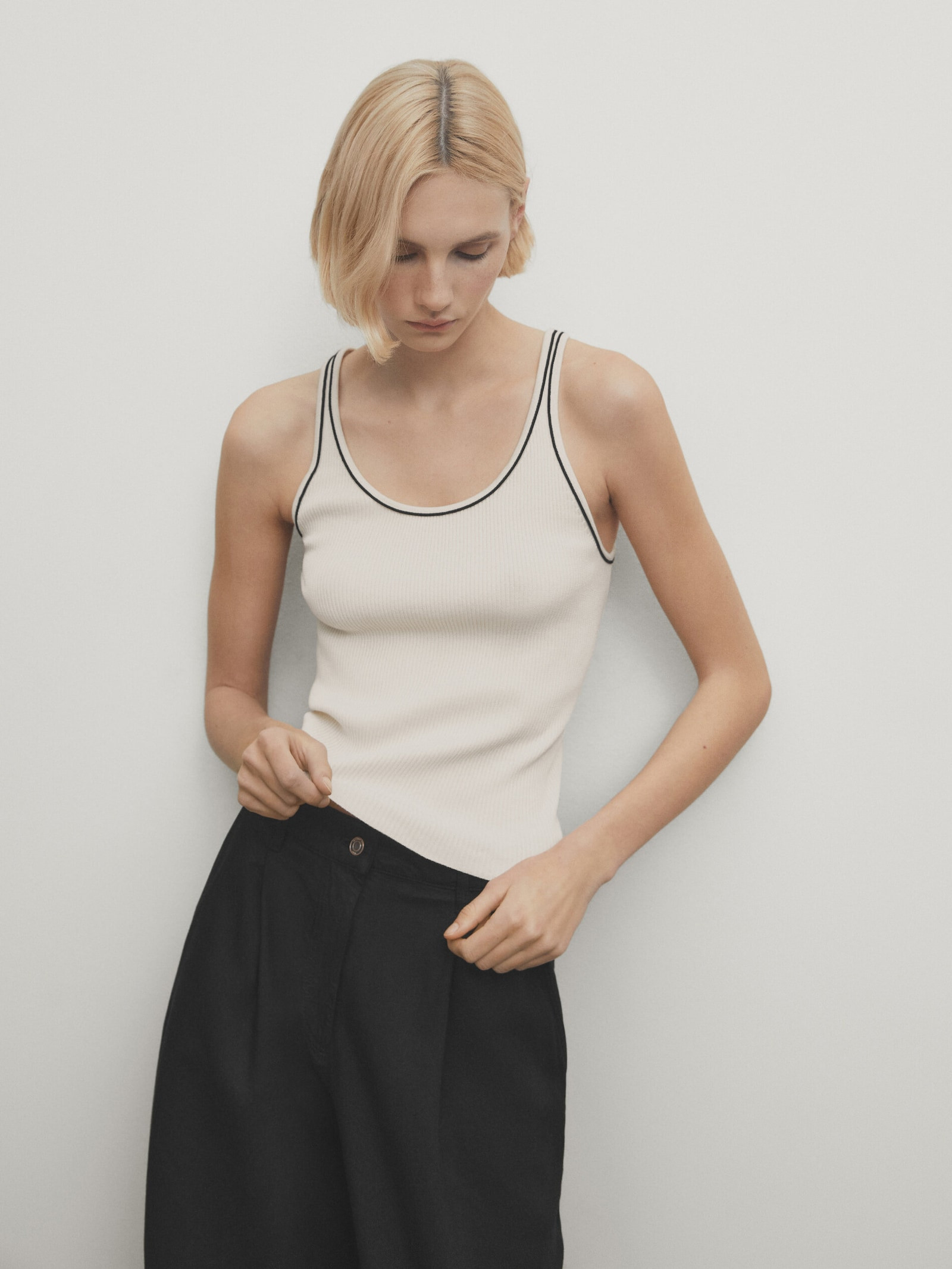 Contrast knit top - Massimo Dutti United Kingdom | Massimo Dutti UK