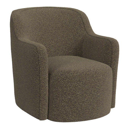 Clarence Brown Boucle Barrel Back Upholstered Swivel Chair by World Market | World Market