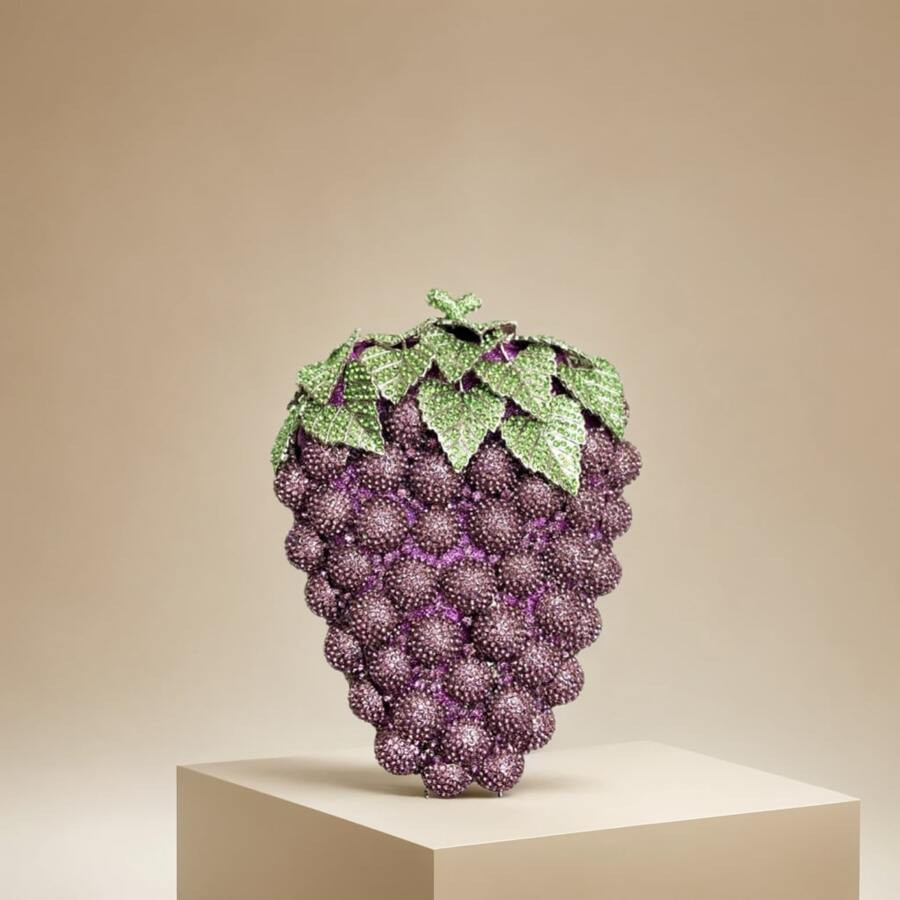 Women Cute Grape Evening Clutch Sparkling Full Rhinestones Purse Banquet Prom Shoulder Bag | SHEIN