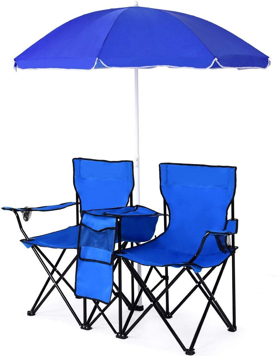 ReunionG Double Portable Camping Chairs, Blue 60D x 20.5W x 35H Inch | Amazon (US)