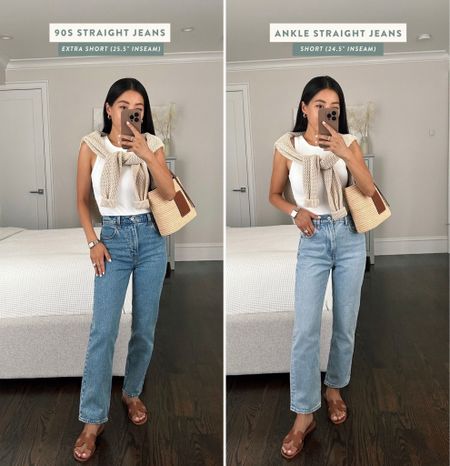 25% all A+F denim + stackable 15% off with code AFJEAN 

Comparing my two favorite petite friendly styles 

•Left: Ultra high rise 90s straight jeans in medium wash size 24 extra short  
•Right: Ultra high rise ankle straight jeans in light was size 24 short
•Bodysuit xs 
•Everlane sweater (old; similar linked) 
•Hermes sandals 35.5 -look for less linked 
•Loewe bag 
•AK watch

#petite summer weekend casual outfits

#LTKSeasonal #LTKunder100 #LTKsalealert