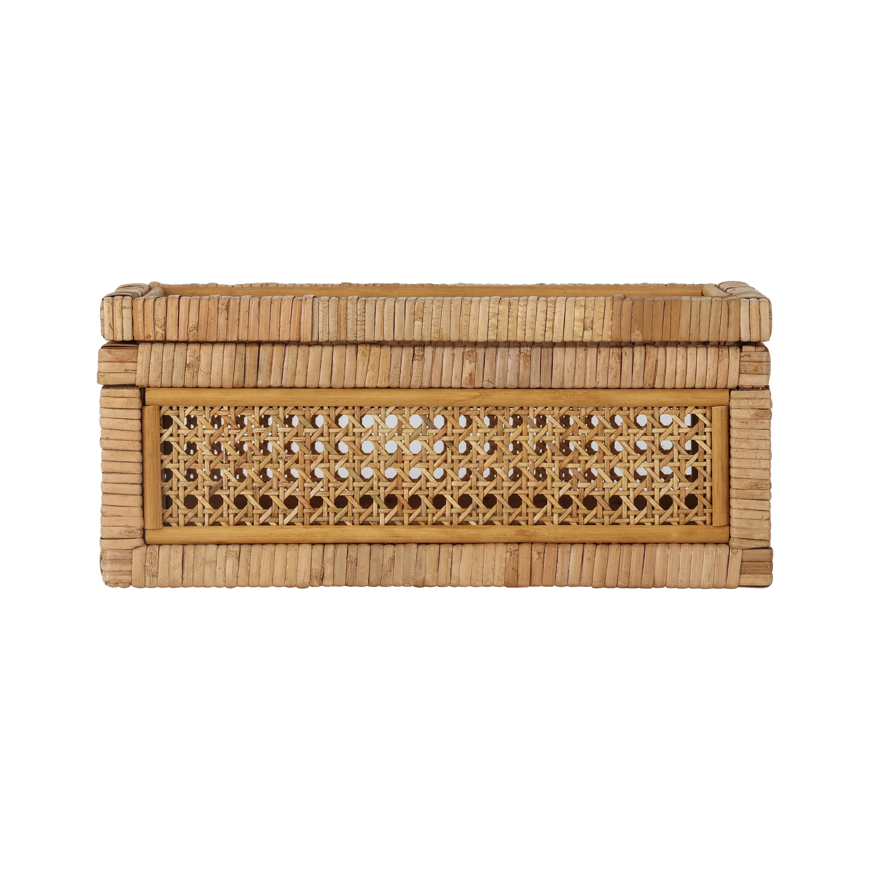 Home Decor Collection, Woven Rattan and Glass Decorative Tabletop Box | Walmart (US)