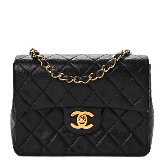 CHANEL Lambskin Quilted Mini Square Flap Black | FASHIONPHILE (US)