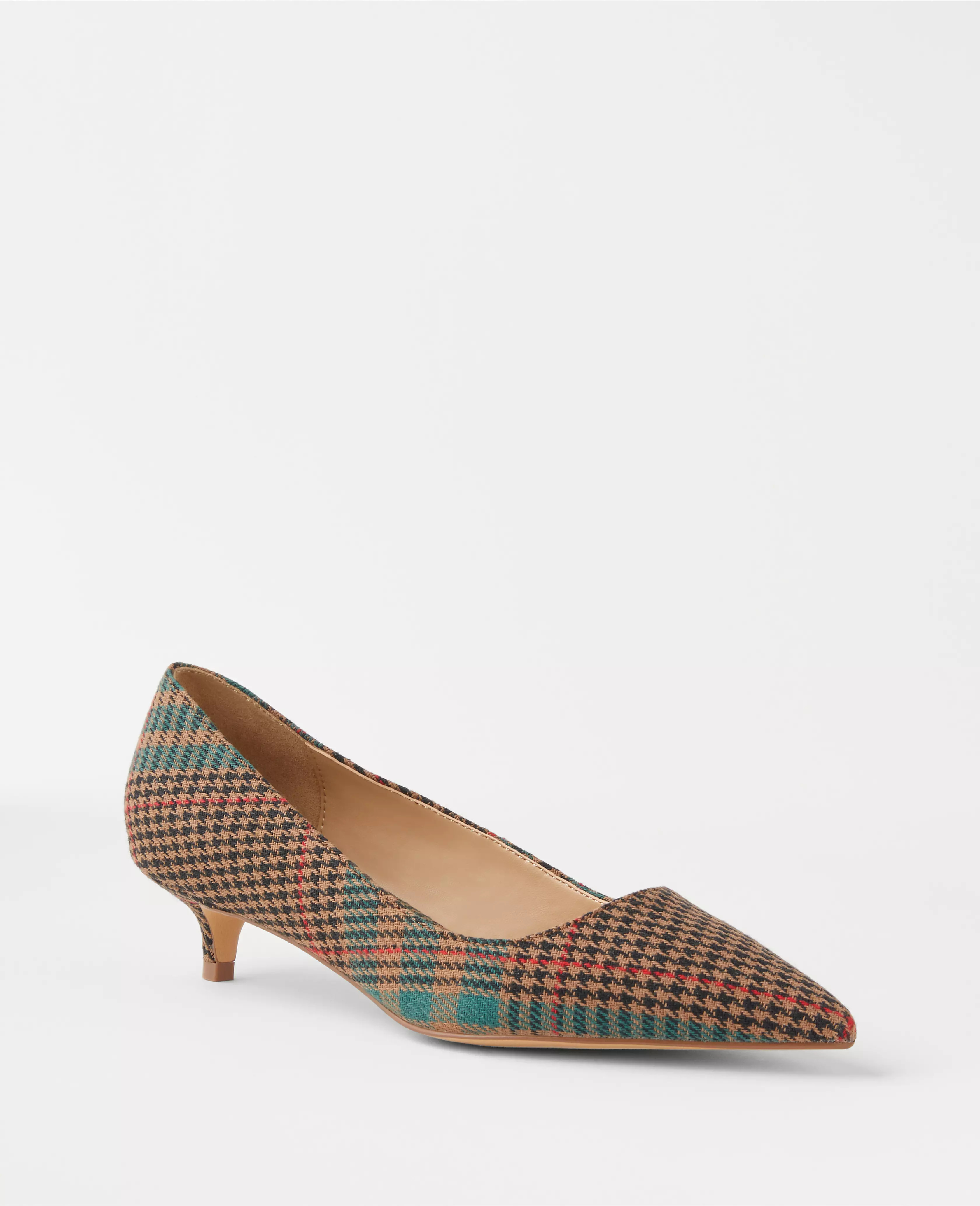 Plaid Pointy Toe Kitten Heel Pumps | Ann Taylor (US)