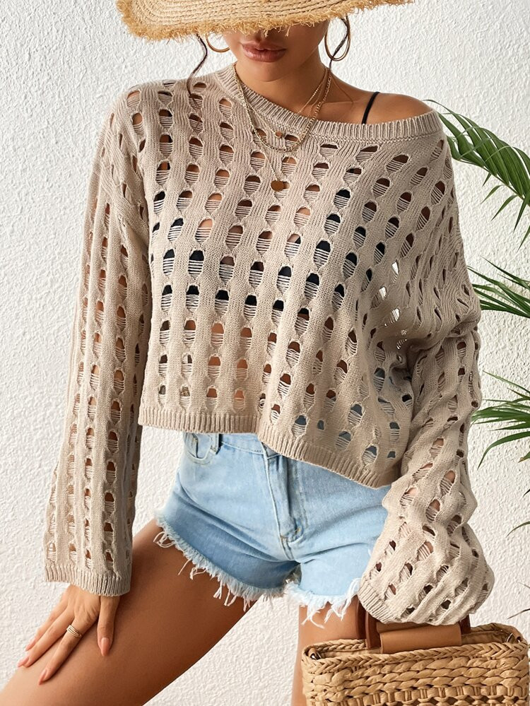 SHEIN VCAY Hollow Out Drop Shoulder Cover Up
 | SHEIN