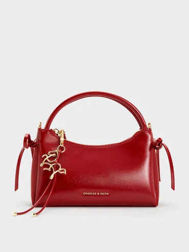 Hazel Bow Horse-Motif Top Handle Bag
    
         - Tomato Red | Charles & Keith US