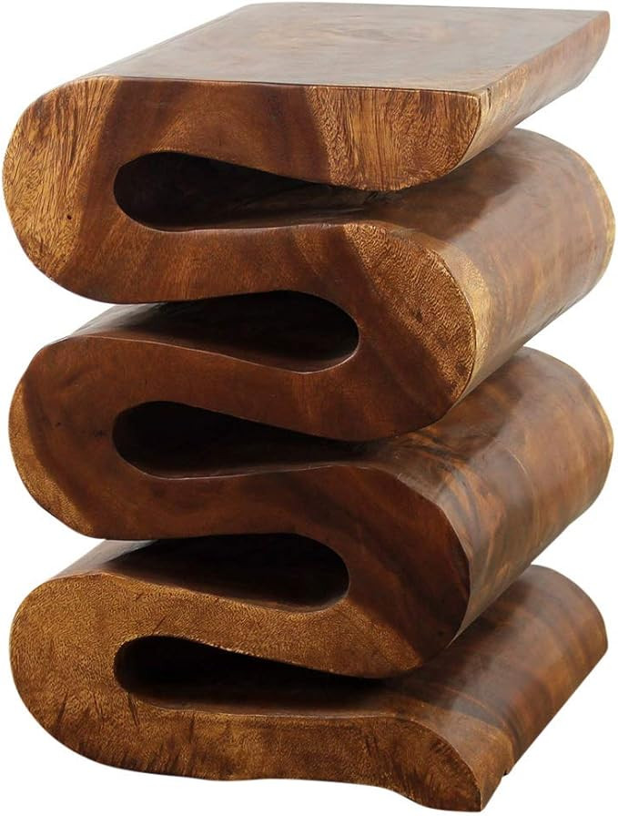 Haussmann® Wood Wave Verve Accent Snake Table 14x14x20 in H Walnut Oil | Amazon (US)