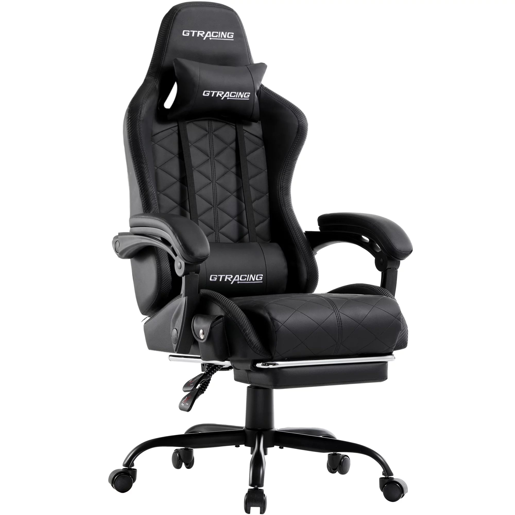 GTRACING GTW-100 Reclining Office Gaming Chair with Bluetooth Speakers and Footrest, Black | Walmart (US)