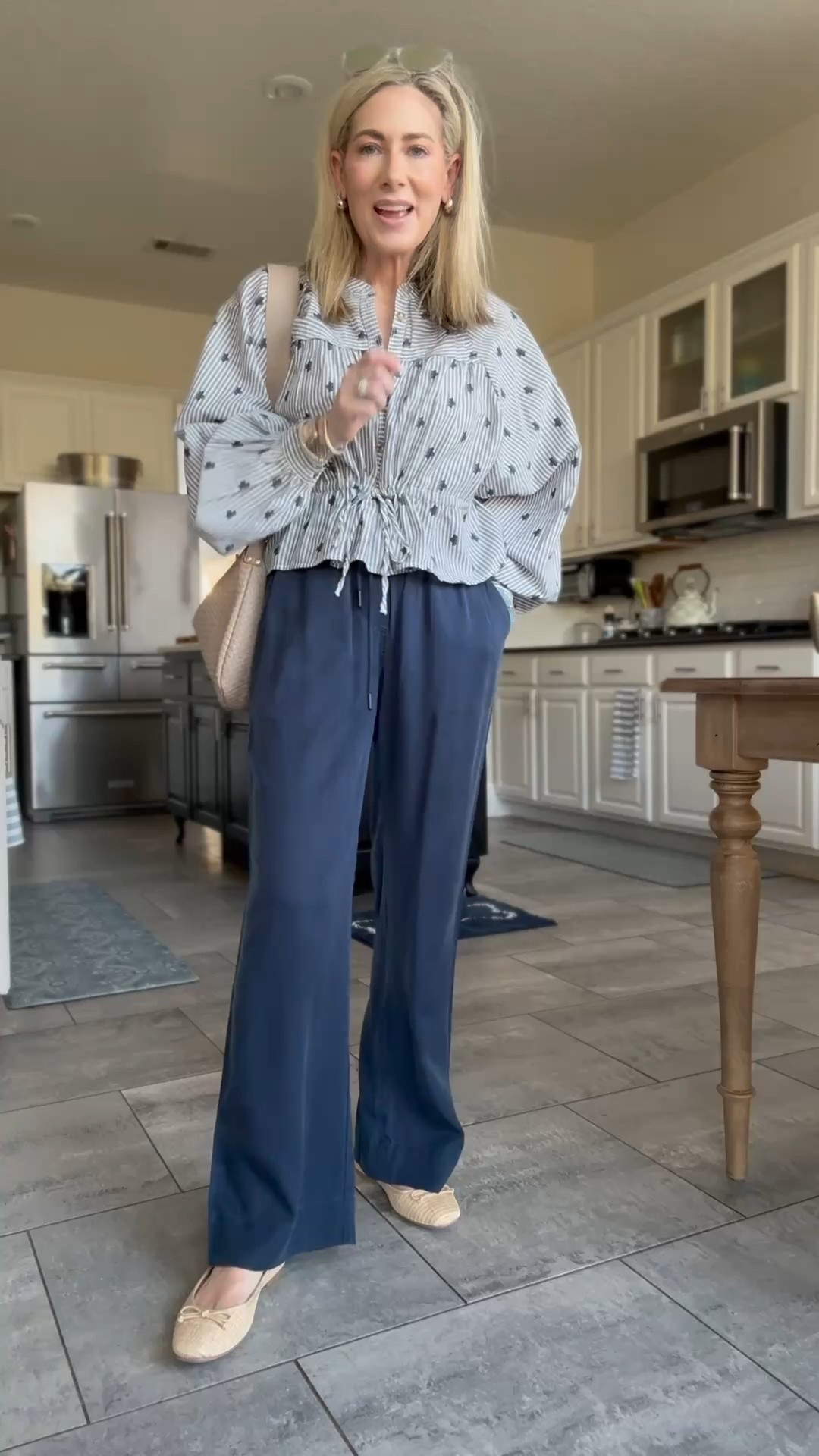 It’s in the mid-80’s this weekend but breezy, and even though I’m wearing long sleeves and pants I’m cool as a cucumber in my linen top and tencel pants. Wearing size XS in both. 

#springoutfit #fashionover50 #casualoutfit 

#LTKWatchNow #LTKItBag #LTKOver40