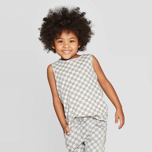 Toddler Boys' Checkered Tank Top - art class™ Dark Gray/White | Target