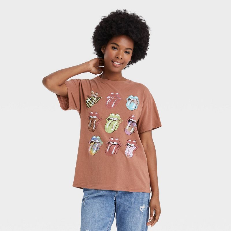 Women's The Rolling Stones Multi Logo Short Sleeve Graphic Boyfriend T-Shirt | Target