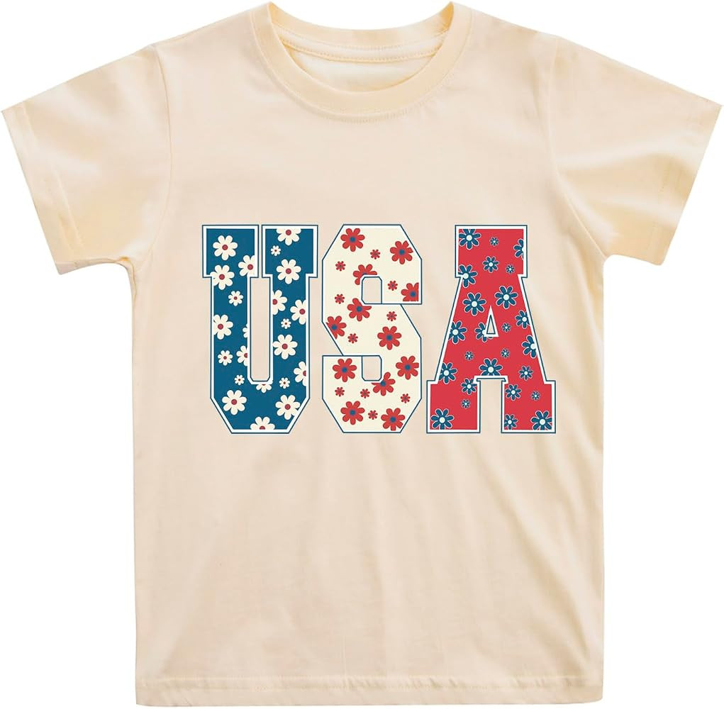 Boys 4th of July Shirt American Flag T-Shirts for Kids Toddler Patriotic Tee Tops Girls Independe... | Amazon (US)