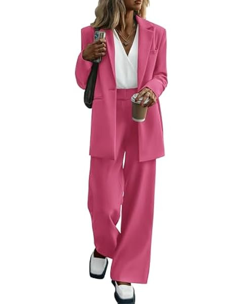 luvamia 2 Piece Outfits for Women Dressy Blazer Jackets High Waisted Straight Leg Pants Suits Set... | Amazon (US)