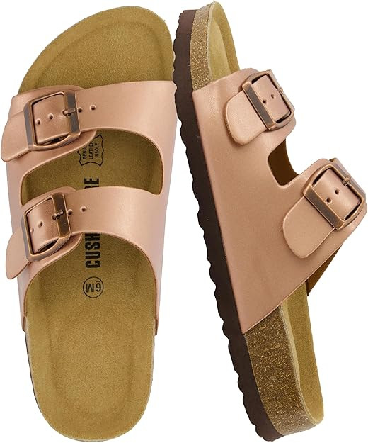 CUSHIONAIRE Lane Cork Footbed Sandals for Women – Comfortable Double Buckle Slip-On with Genuin... | Amazon (US)