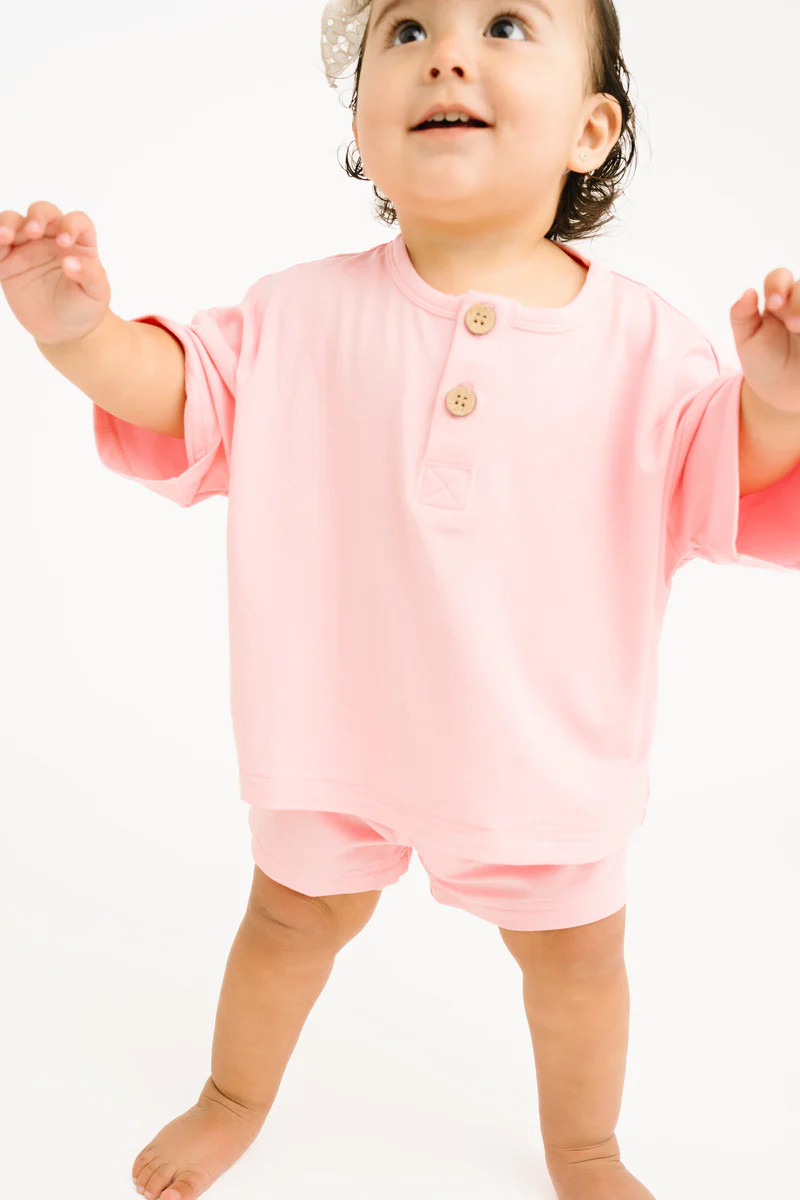 Peony Bamboo Button Slouchy Set | Little One Shop Co