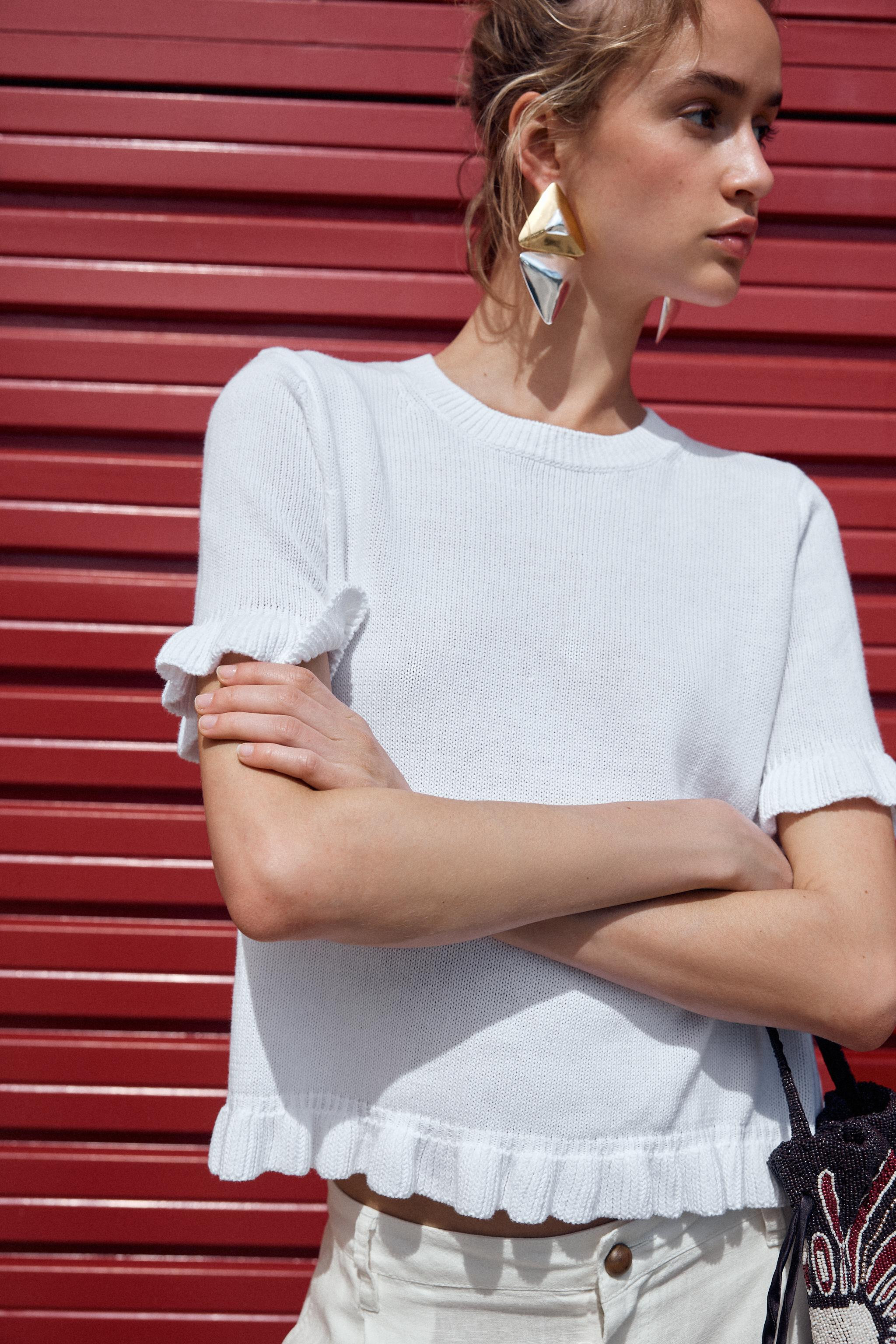 RUFFLED KNIT TOP | Zara Canada