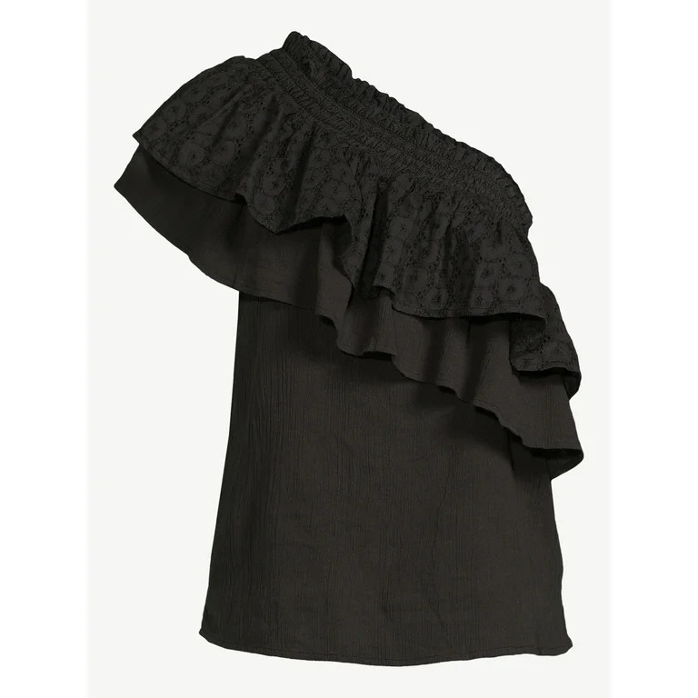 Sofia Jeans by Sofia Vergara Women's One-Shoulder Flounce Top | Walmart (US)