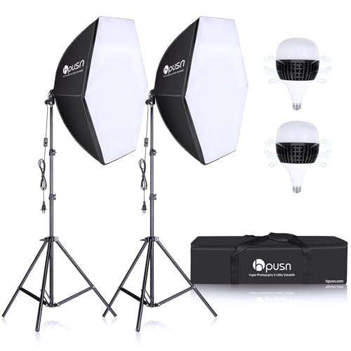 HPUSN Softbox Lighting Kit 2x76x76cm Professional Continuous Studio Photography Photo Studio Equipment with 2pcs E27 Socket 85W 6500K LED Bulbs for Portrait and Product Shooting | Amazon (US)