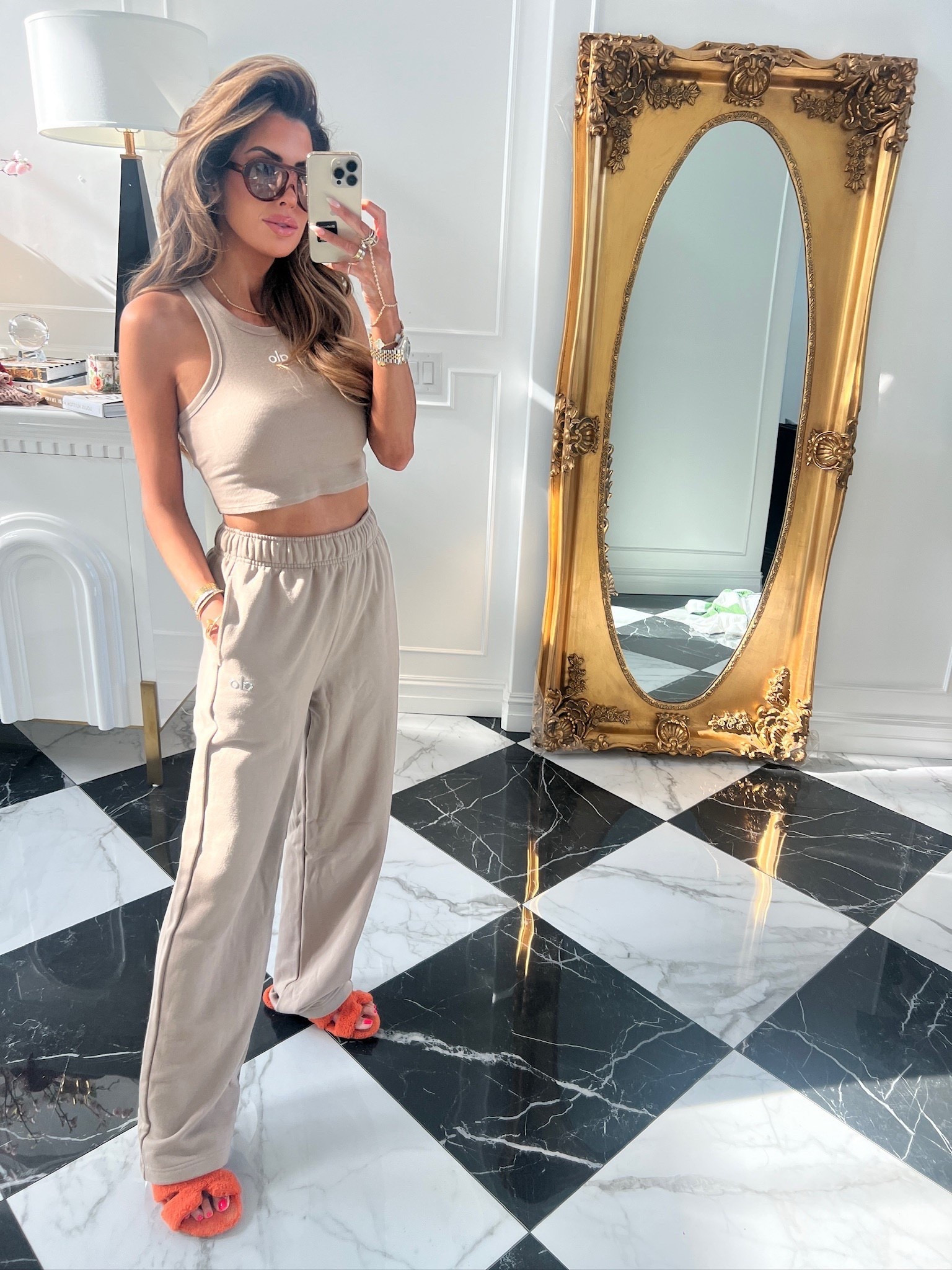 Love a comfy set!  Wearing size small in tank, XS in sweatshirt and pants.  Alo yoga, matching set, ribbed tank, alo tank, alo sweats, best sweatshirt, athleisure, travel outfit, casual outfit, comfy outfit, Emily Ann Gemma 

#LTKActive #LTKStyleTip #LTKSeasonal