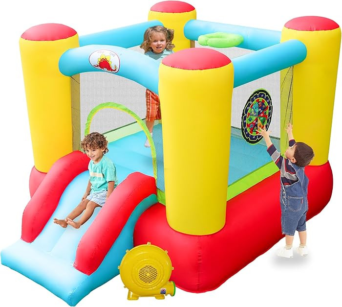 Inflatable Bounce House Slide, Kids Jumping Castle with Blower, 100x77x63 Inch Bouncy Castle | Amazon (US)
