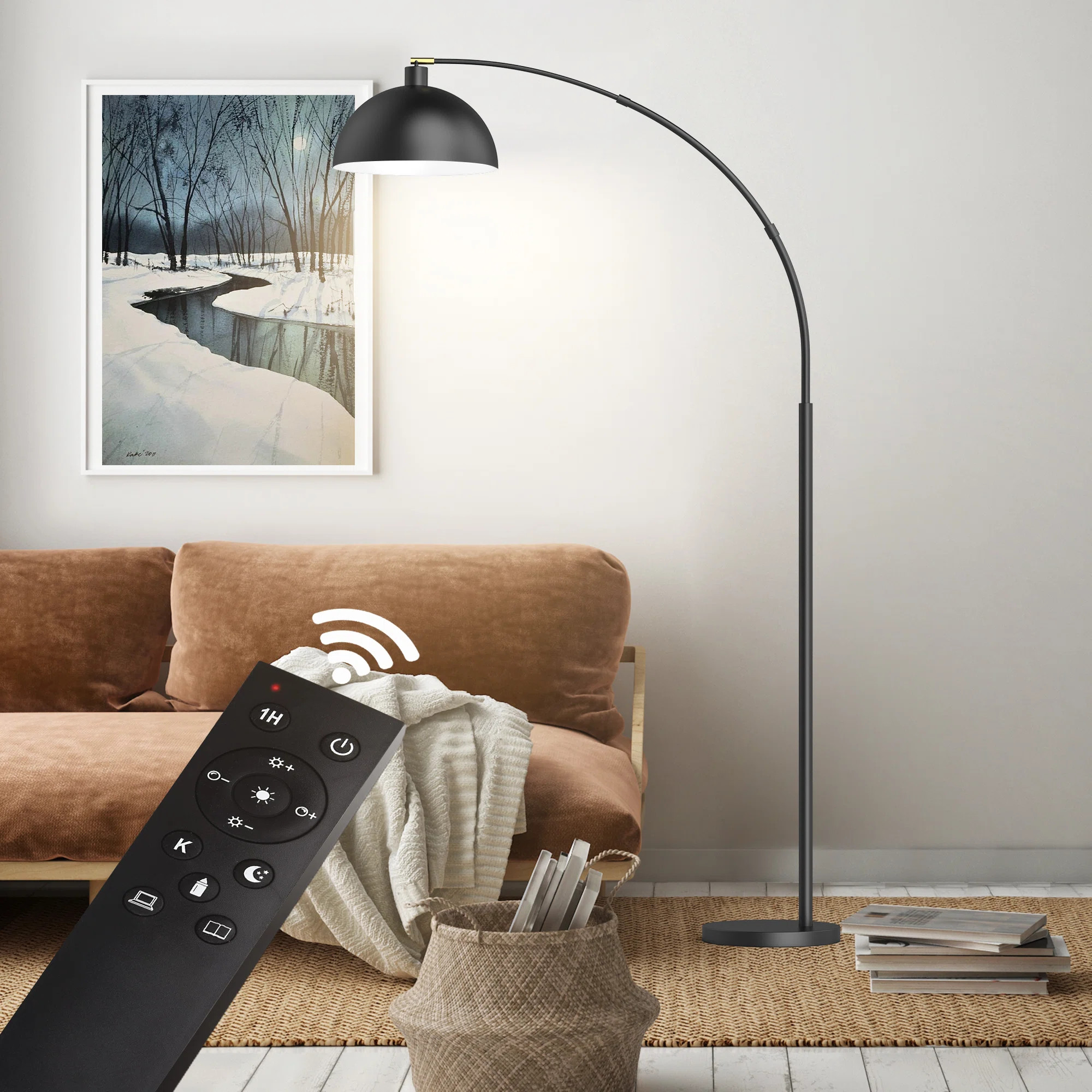 Emersynn 78.7'' Arched/Arc Floor Lamp with Remote Control, LED Bulb Included, and Metal Shade | Wayfair North America
