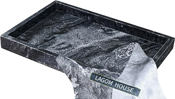 LAGOM HOUSE Natural Black Marble Vanity / Kitchen / Bathroom Tray | Marble Stone Decorative Trays... | Amazon (US)